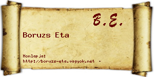 Boruzs Eta névjegykártya